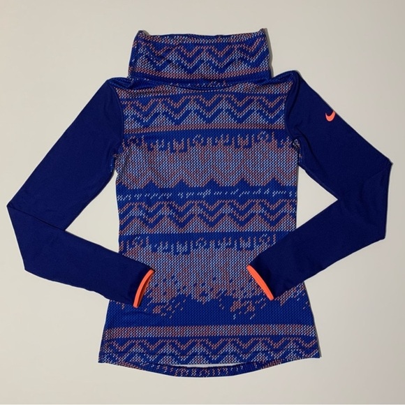Nike Pro‎ Dri Fit Women’s Blue Long Sleeve cowl Neck Running Top Size Small - Picture 2 of 6